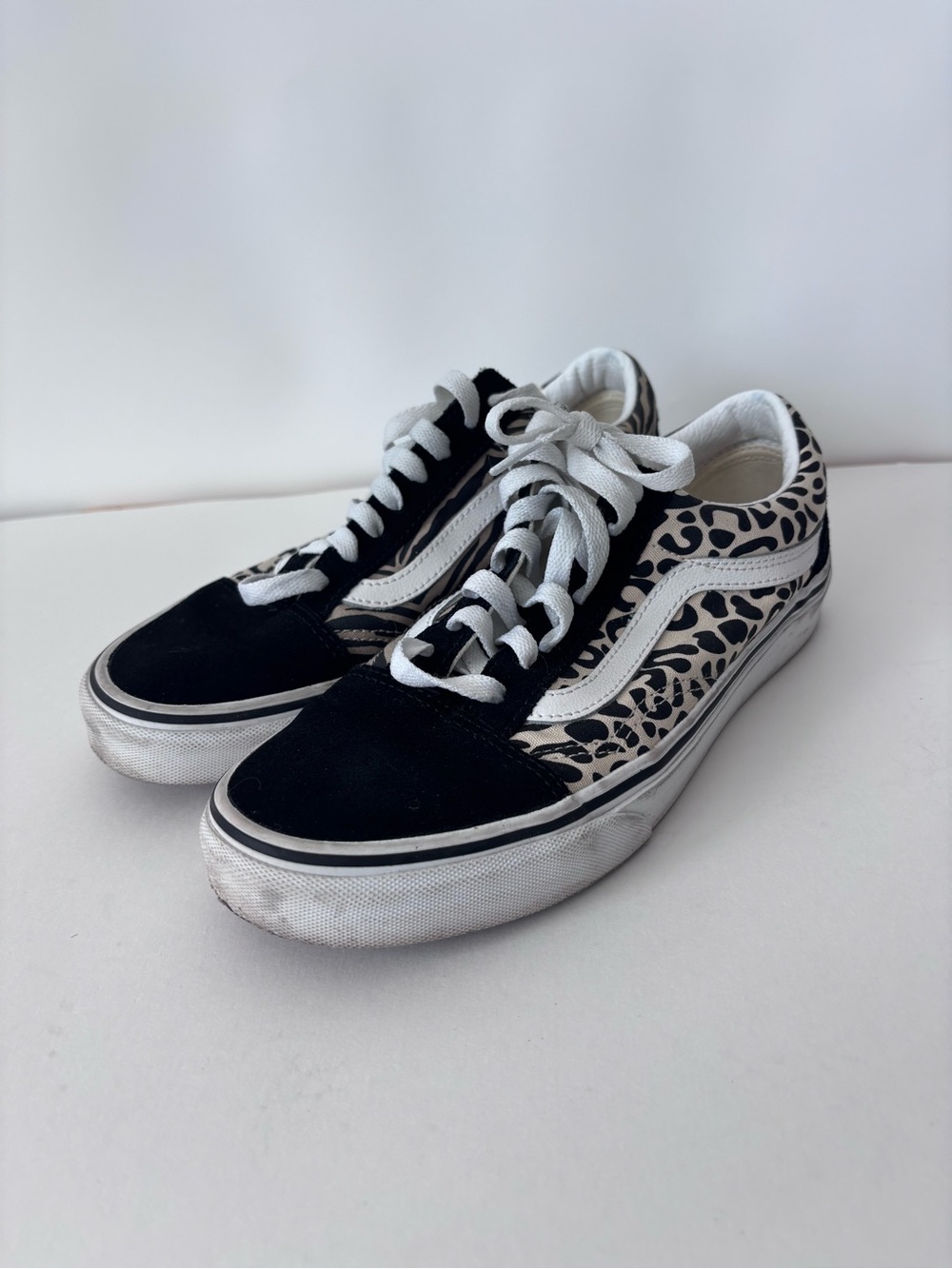 Vans Old Skool Animal Print Mix Black Leopard Zebra Low Top Sneakers Womens 8